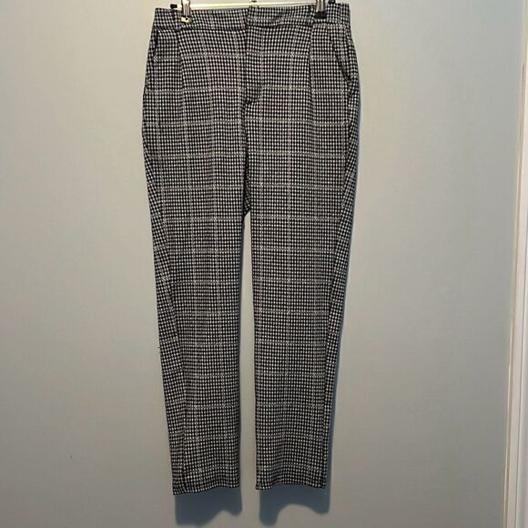 Love Tree Women's Black and White Houndstooth Stretch Trouser Pants - Picture 1 of 7